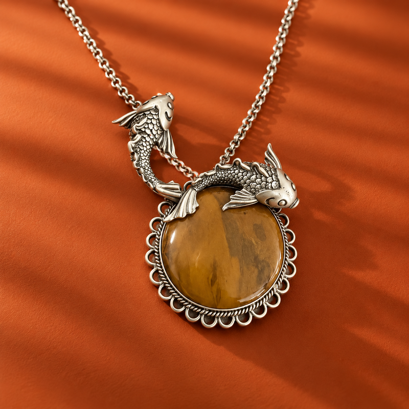 Koi Fish Prosperity & Abundance Tiger Eye Pendant