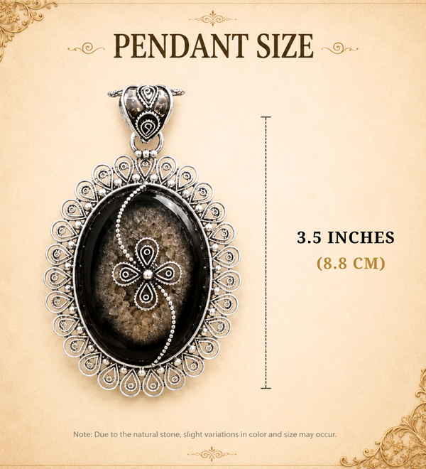 Nazar Raksha Black Druzy Pendant