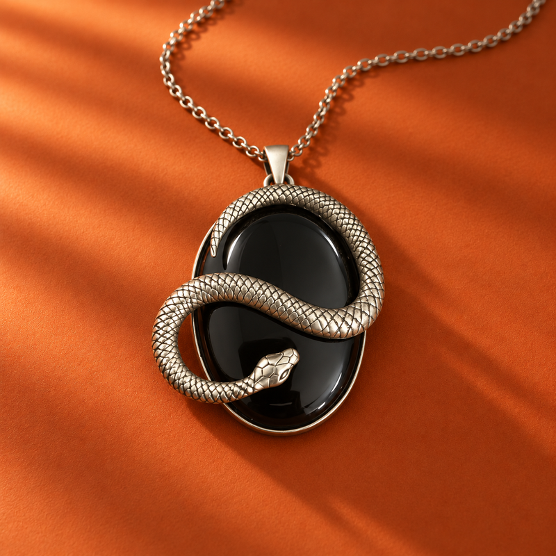 Sterling Silver Midnight Serpent Pendant