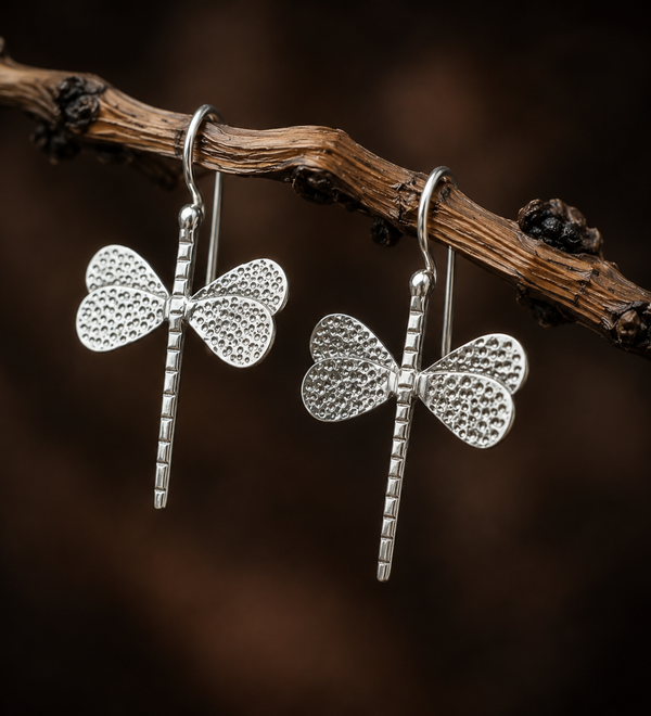 Sterling Silver Dragonfly Whisper Earrings