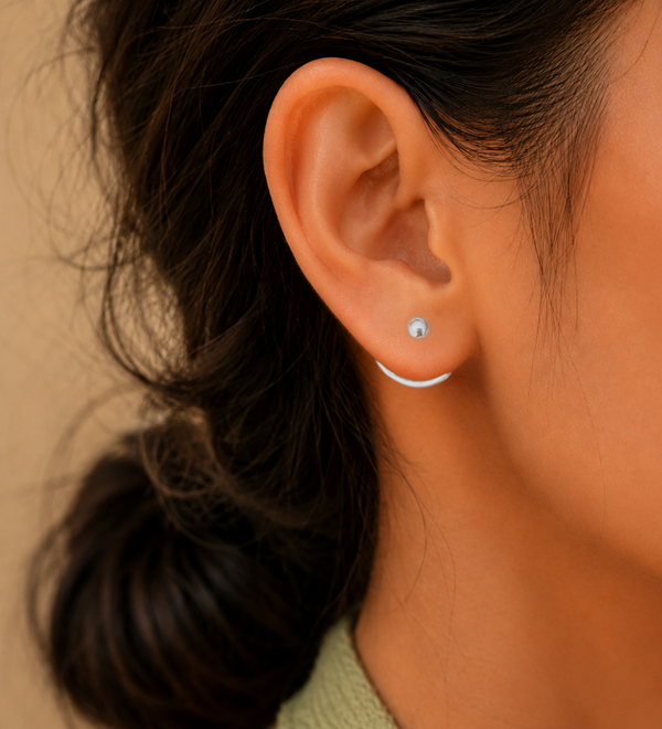 Sterling Silver Lunar Halo Ear Jacket Earrings