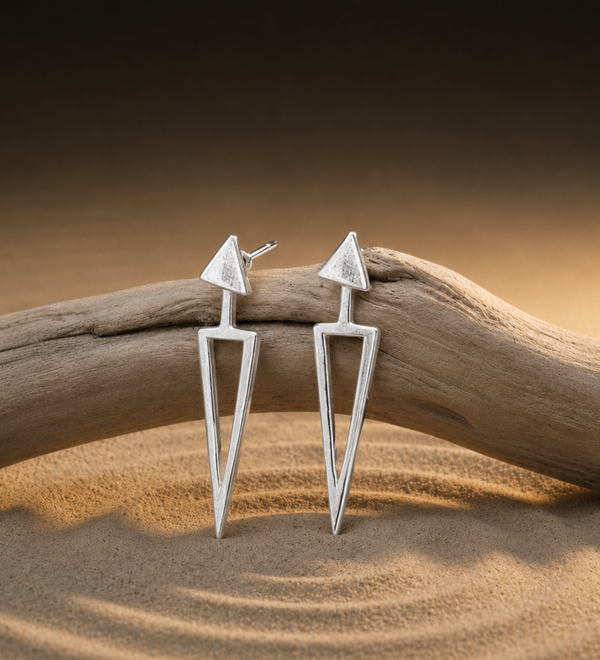 Sterling Silver Triangular Sword Earrings