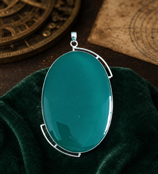 Sterling Silver Verdant Aura Green Onyx Pendant
