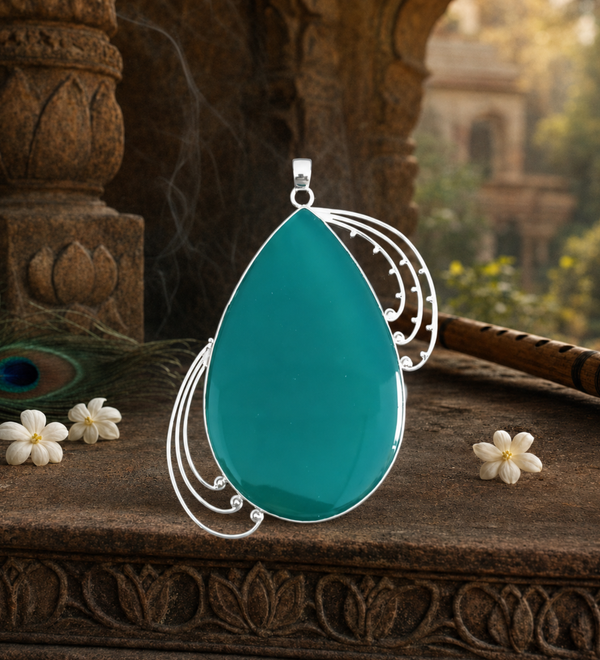 Sterling Silver Forest Calm Green Onyx Pendant