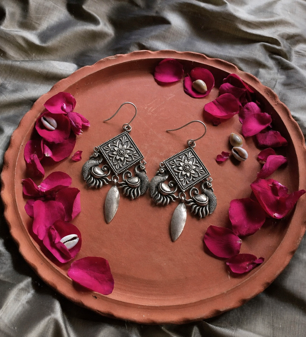 Sterling Silver Twin Peacock Heritage Earrings