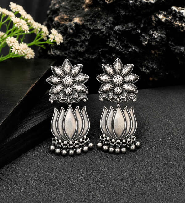 Sterling Silver Lotus Bloom Heritage Earrings