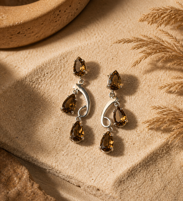 Sterling Silver Amber Cascade Earring
