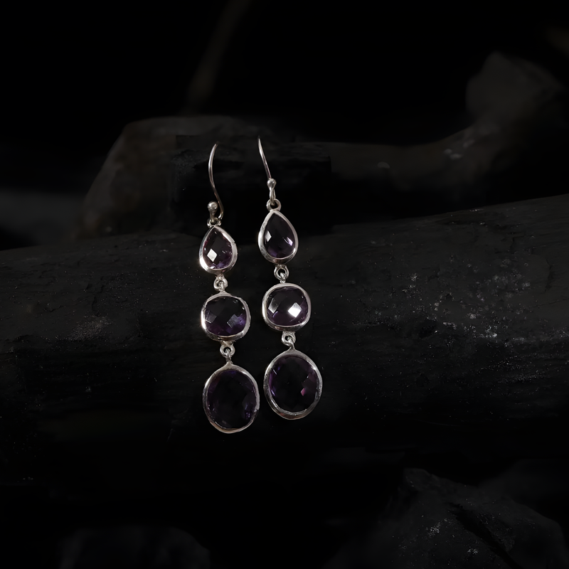 Sterling Silver Amethyst Twilight Elegance Earring