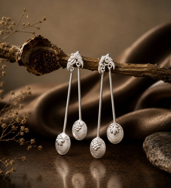 Sterling Silver Berry Pod Duo Drop Earrings