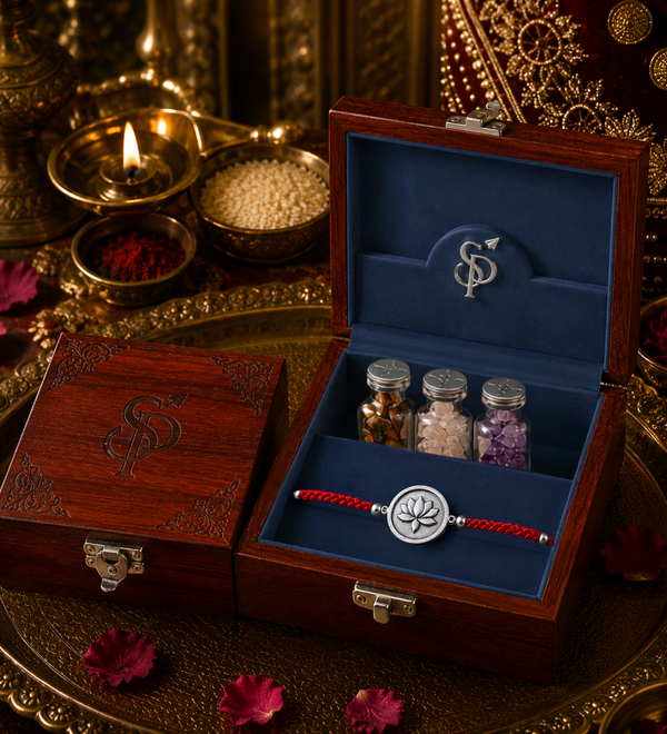 Sterling Silver Circle Lotus Rakhi