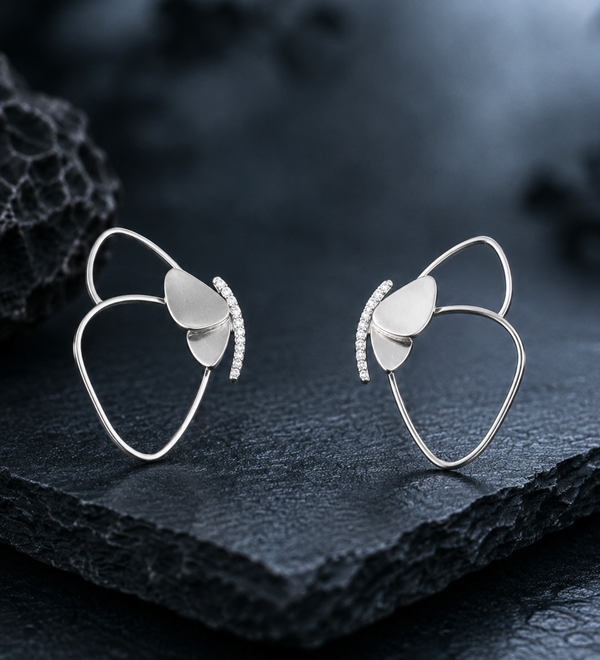 Sterling Silver Crystal Butterfly Wing Earrings