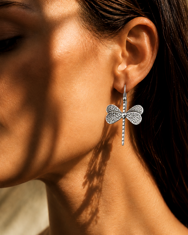 Sterling Silver Dragonfly Whisper Earrings