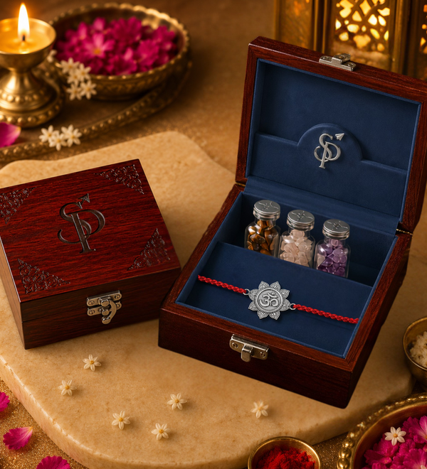 Sterling Silver Floral Om Rakhi