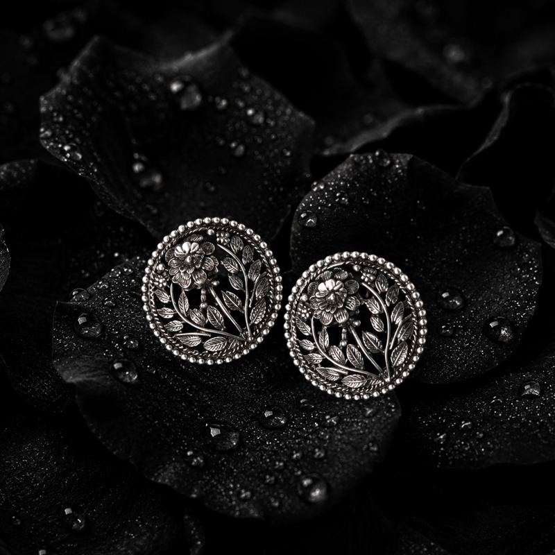 Sterling Silver Floral Radiance Indo western Earring