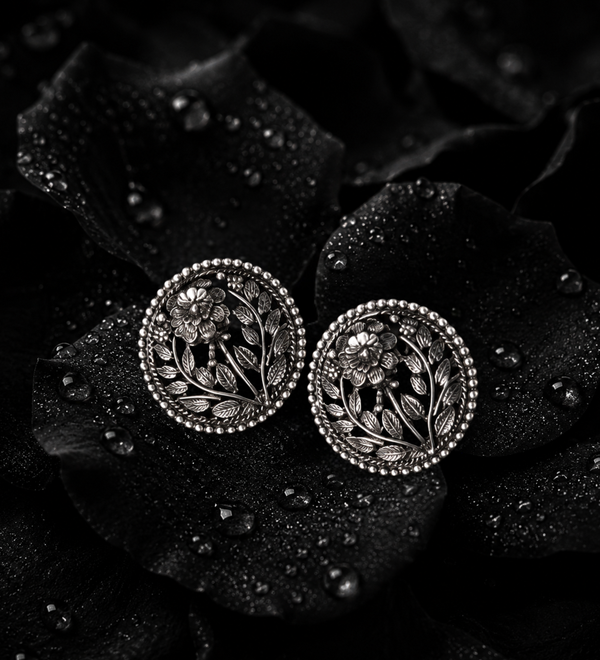 Sterling Silver Floral Radiance Indo western Earring