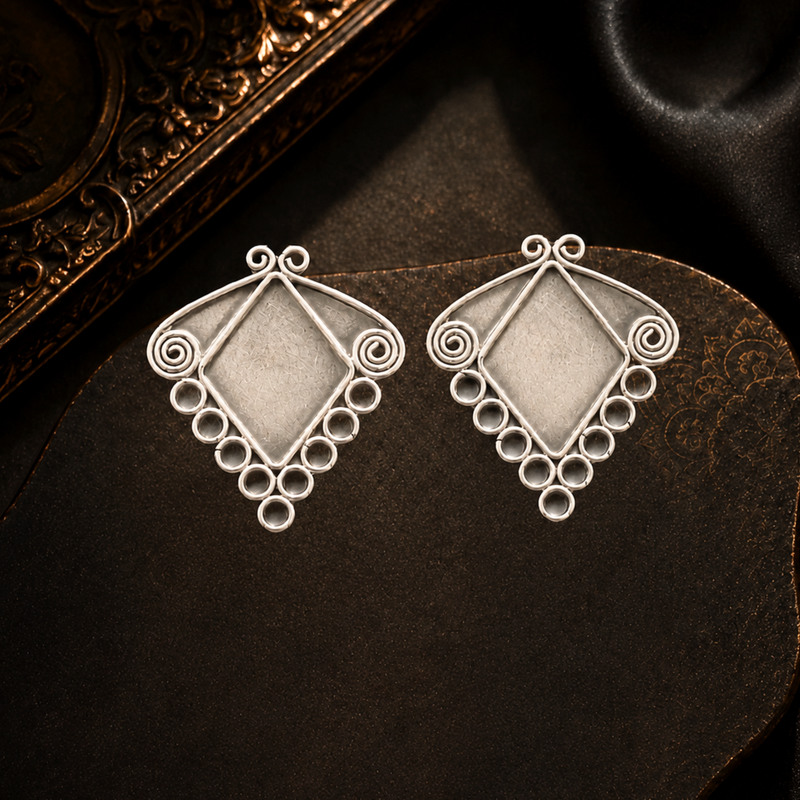 Sterling Silver Kite Spiral Stud Earrings