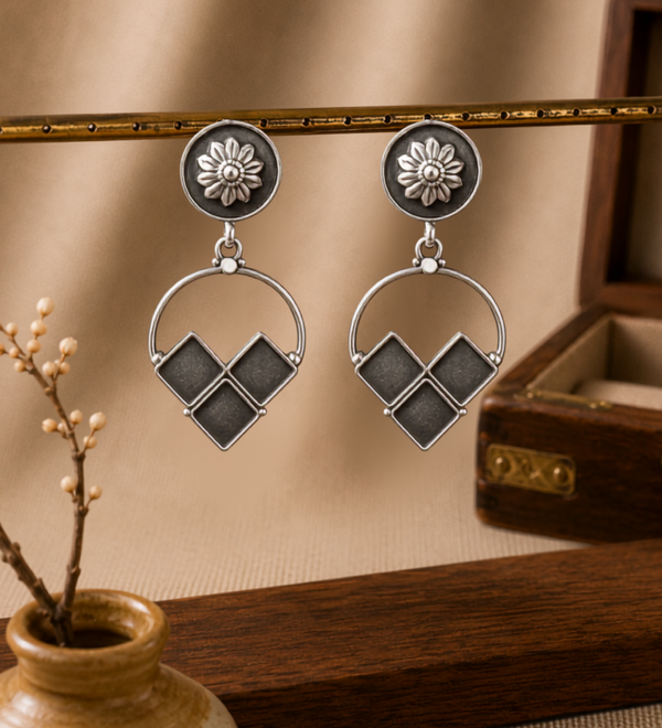Sterling Silver Mosaic Trio Hoop Earrings