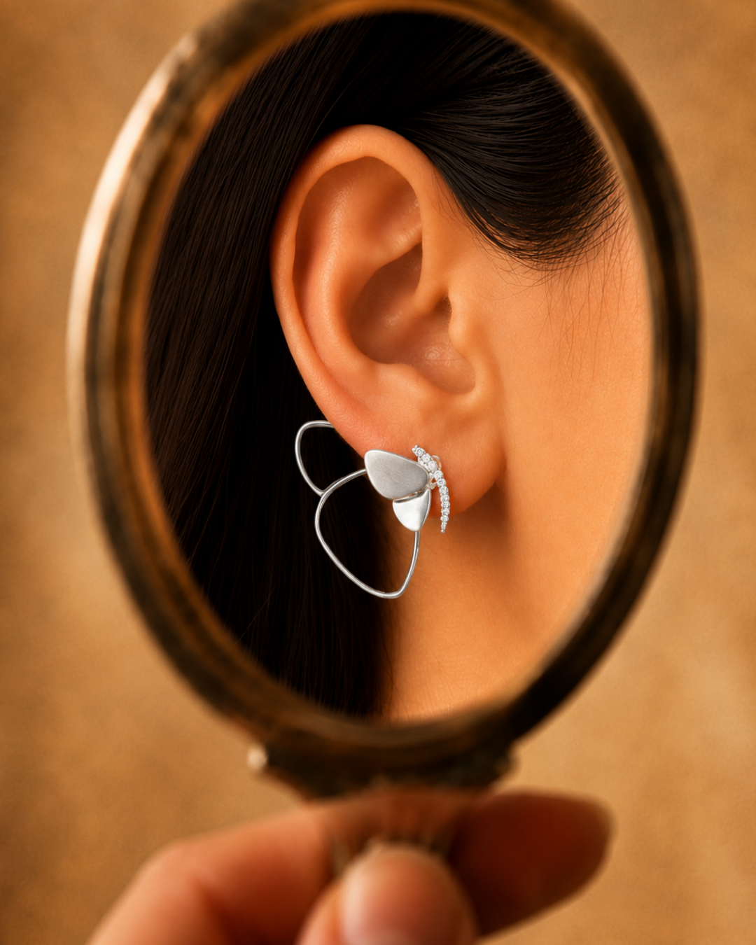 Sterling Silver Crystal Butterfly Wing Earrings
