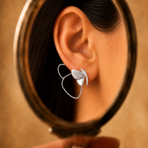Sterling Silver Crystal Butterfly Wing Earrings