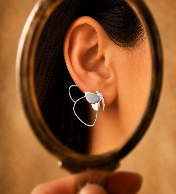 Sterling Silver Crystal Butterfly Wing Earrings