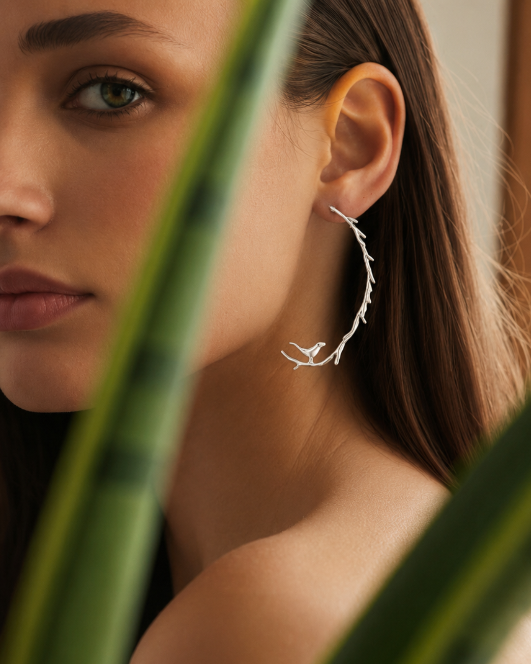 Sterling Silver Perched Sparrow Heritage Earrings