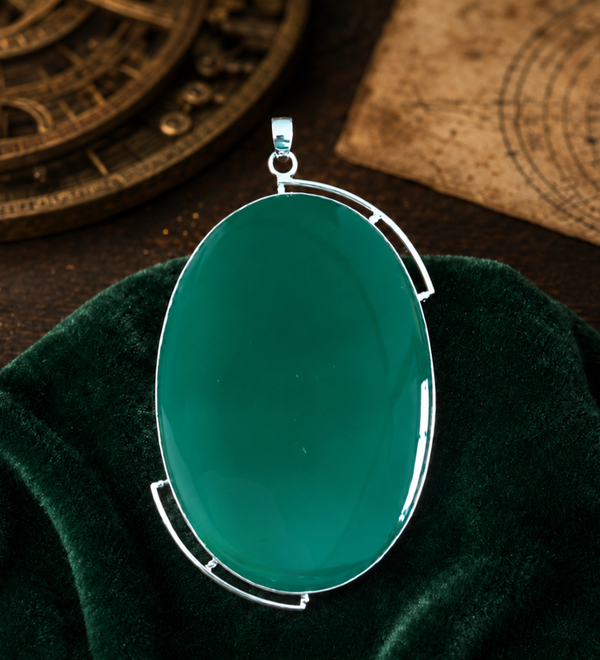 Sterling Silver Verdant Aura Green Onyx Pendant