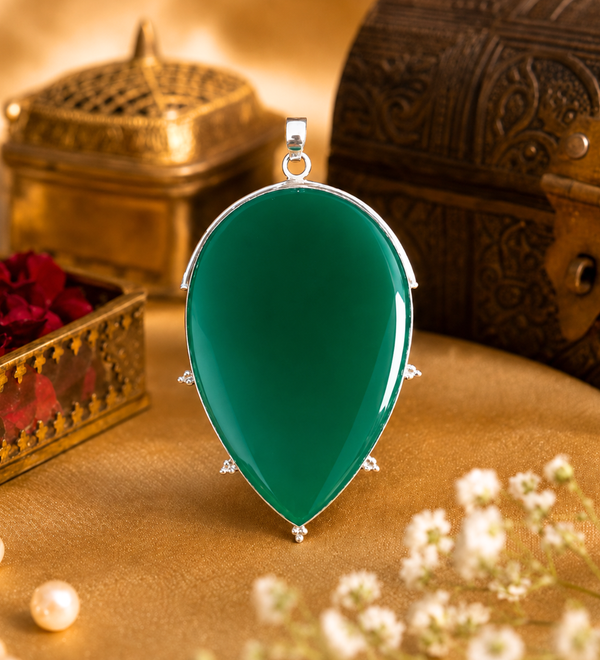 Sterling Silver Misty Meadow Green Onyx Pendant