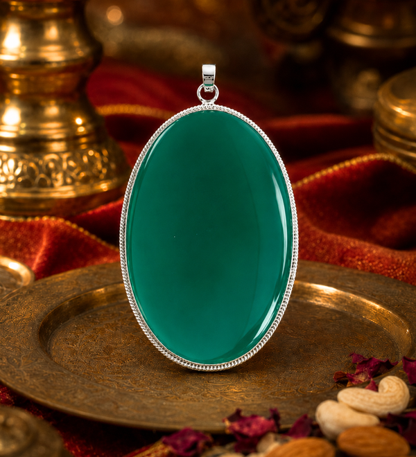 Sterling Silver Serene Depths Green Onyx Pendant