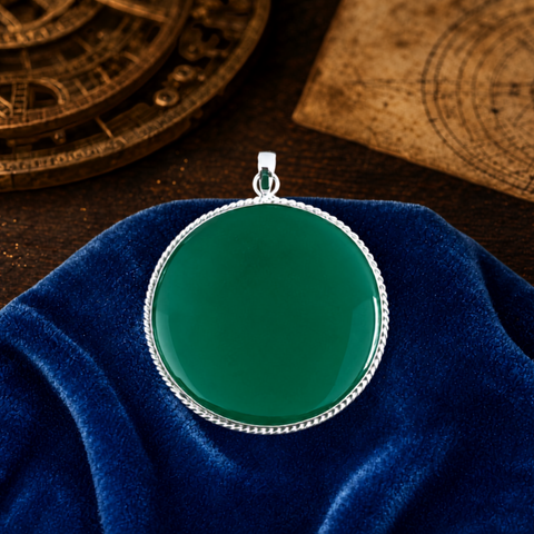 Sterling Silver Tranquil Tide Green Onyx Pendant, handcrafted 92.5% sterling silver jewellery by Silver Play