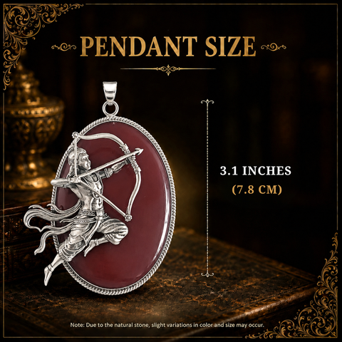 Sterling Silver Lord Rama Red Jasper Pendant