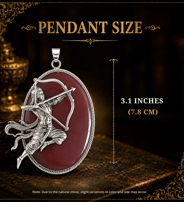 Sterling Silver Lord Rama Red Jasper Pendant