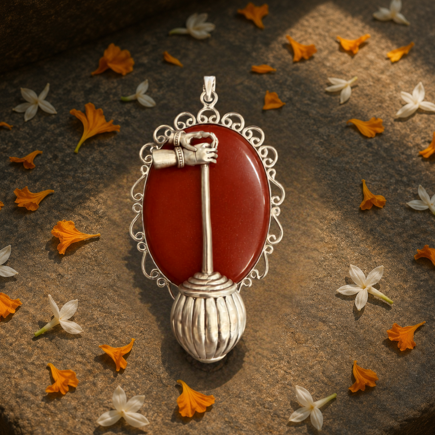 Sterling Silver Hanuman Gada Pendant