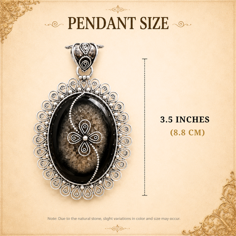 Nazar Raksha Black Druzy Pendant
