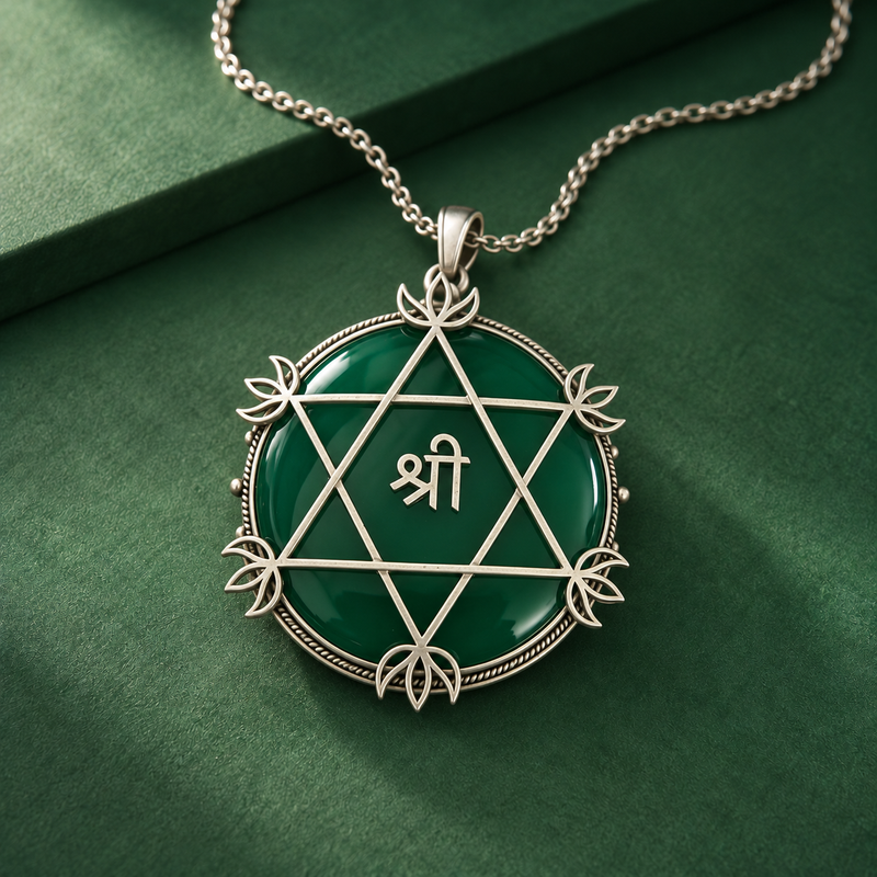 Shree Yantra Abundance - Green Onyx Pendant