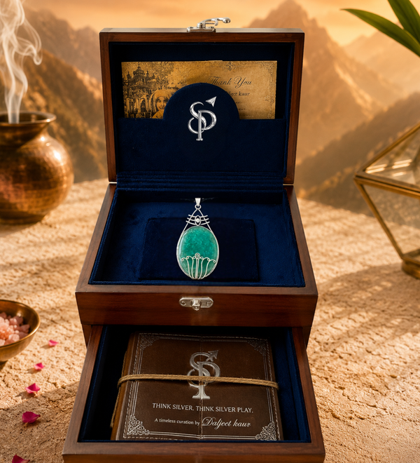 Sterling Silver Trinetra Green Aventurine Pendant