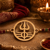 Sterling Silver Golden Trishul Rakhi