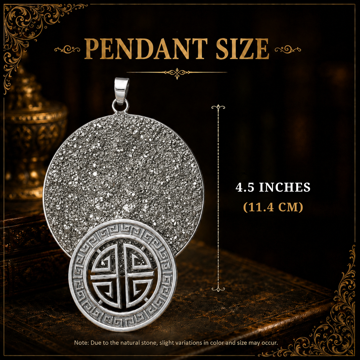 Sterling Silver Royal Medallion Pyrite Pendant