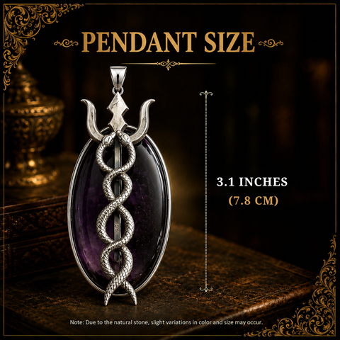 Sterling Silver Trishul Naga Amethyst Pendant