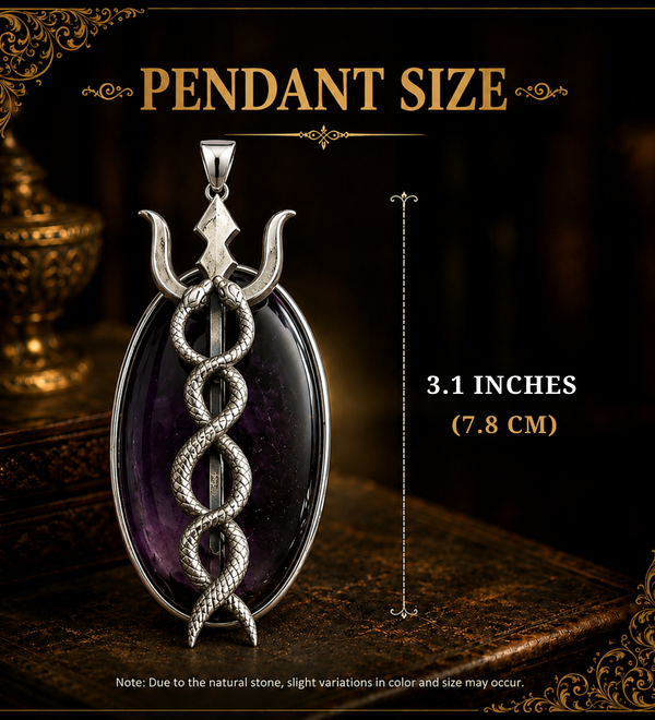Sterling Silver Trishul Naga Amethyst Pendant