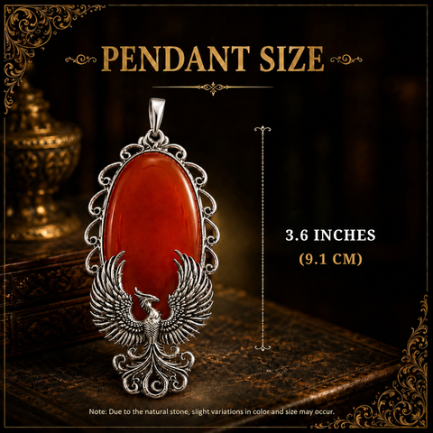 Sterling Silver Rising Phoenix Red Carnelian Pendant