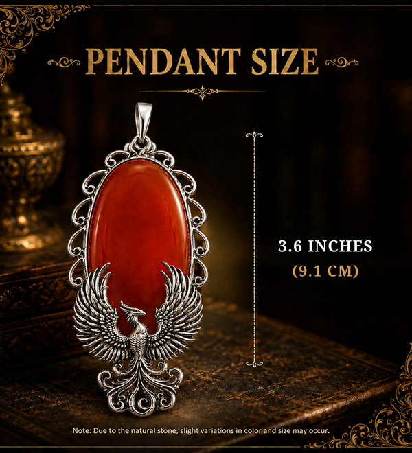 Sterling Silver Rising Phoenix Red Carnelian Pendant