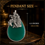 Sterling Silver Radha Krishna Green Onyx Pendant