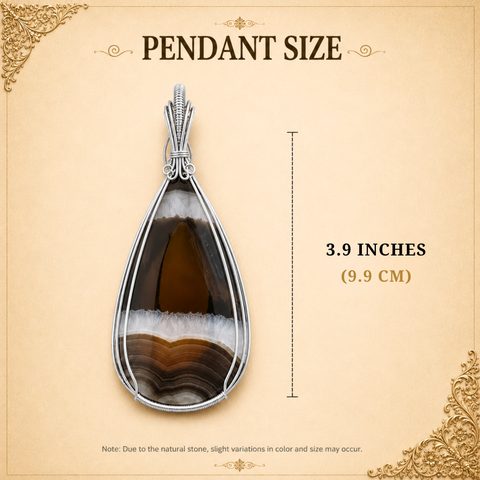 Sterling Silver Raven's Embrace Banded Agate Stylish Pendant