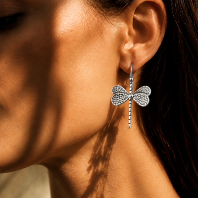 Sterling Silver Dragonfly Whisper Earrings