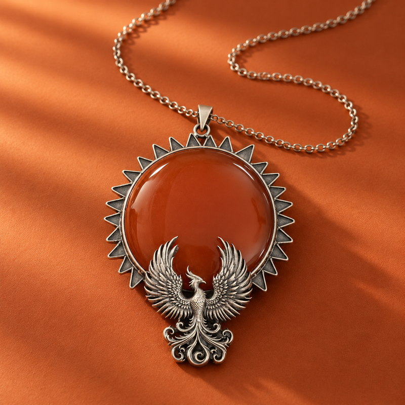 Sterling Silver Flamebird Carnelian Pendant