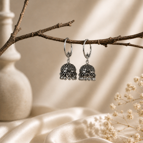 Sterling Silver Aurora Belle Jhumka Hoops