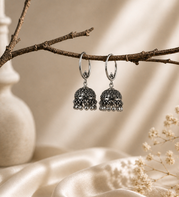 Sterling Silver Aurora Belle Jhumka Hoops