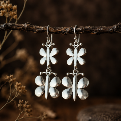 Sterling Silver Butterfly Flutter Earrings