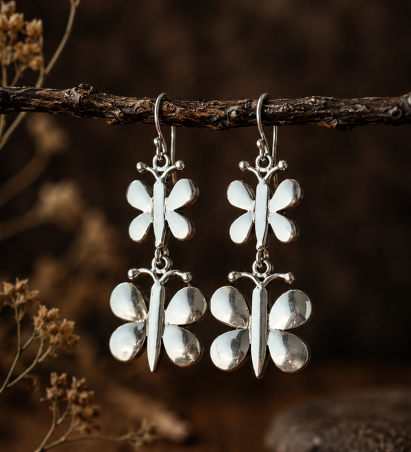 Sterling Silver Butterfly Flutter Earrings