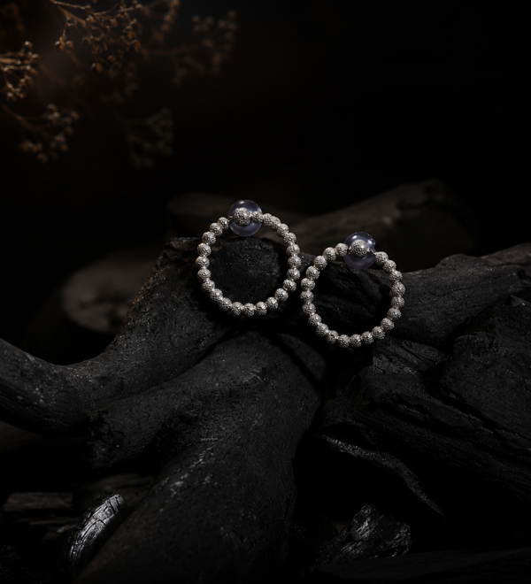 Sterling Silver Eclipse ball Hoops